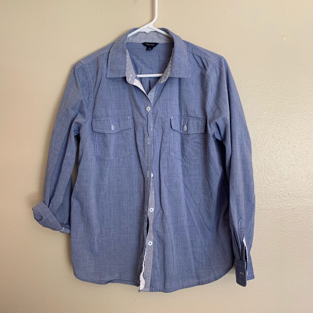 Nautica denim button-up blouse